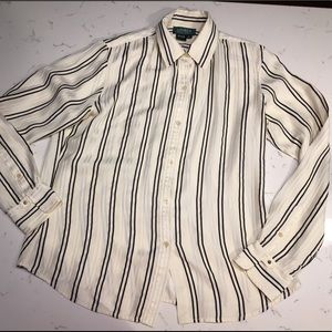 Lauren Ralph Lauren silk button down top stripes